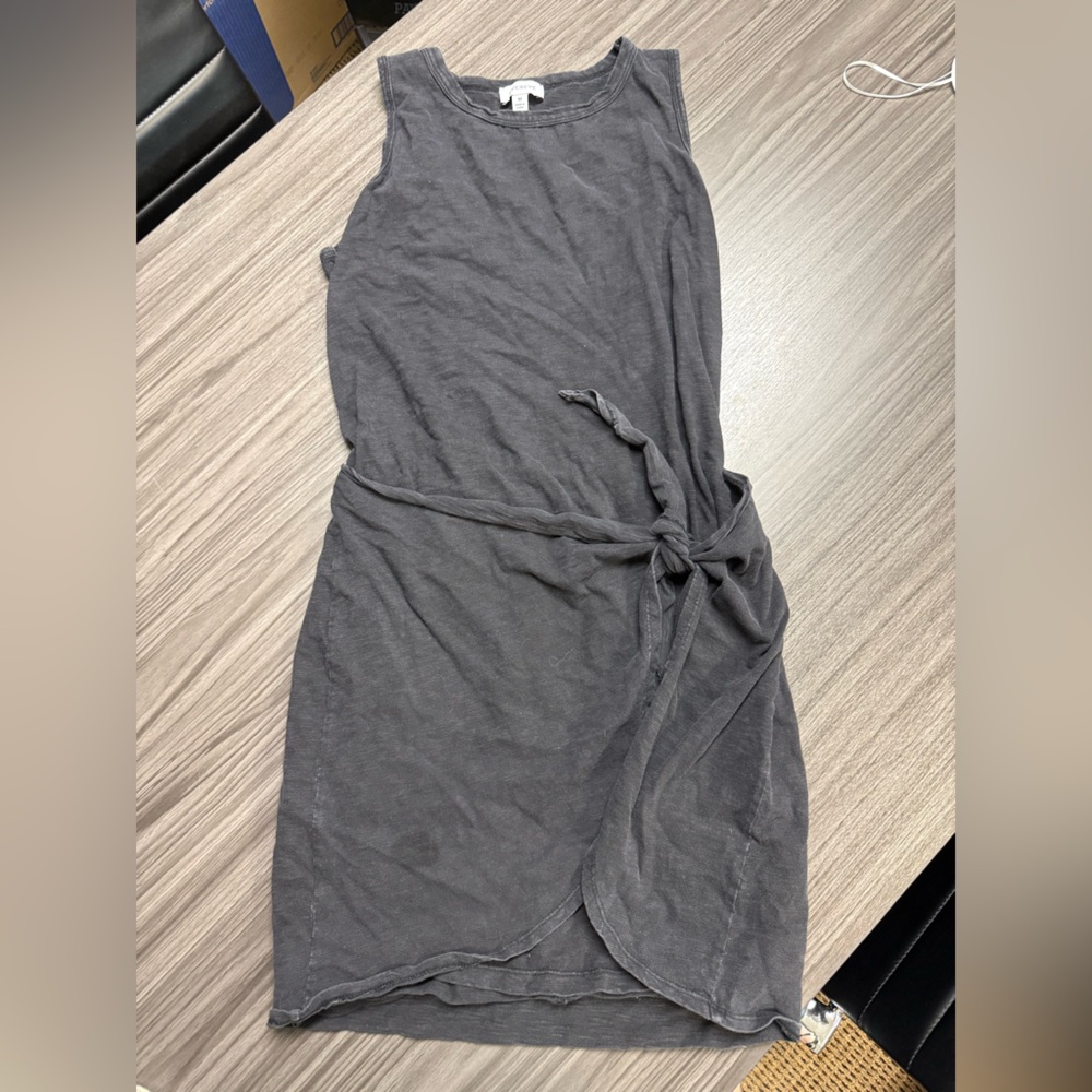 Evereve Charcoal Tie-Waist Mini Dress